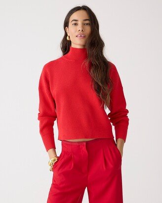 Ribbed turtleneck sweater in stretch yarn