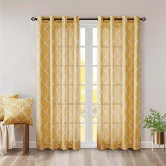 Gracie Mills 1-pc Saratoga Fretwork Print Grommet Top Window Curtain Panel - 50x63