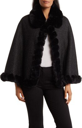 Metallic Long Sleeve Topper with Faux Fur Trim