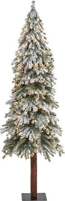 6ft Pre-Lit Flocked Grand Alpine Artificial Christmas Tree Clear Lights