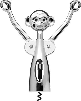 The Monkey Corkscrew is 2 L x 5 W x 8.5 H with A Gleaming Money Smiling