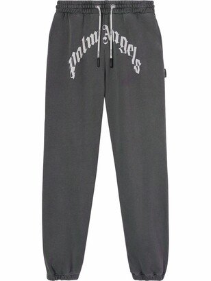 Curved Logo-print drawstring track pants