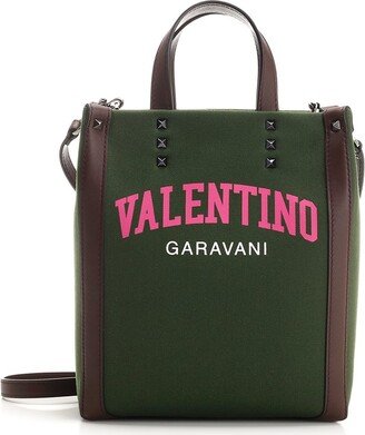 Garavani Rockstud Logo Printed Top Handle Bag