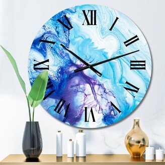 Designart 'Translucent Red And Blue Ink Art III' Modern wall clock