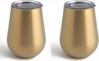 Thirstystone by 14oz Champagne Gold Stainless Steel Stemless Wine Glasses, Set of 2