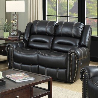 Mupa Transitional Black Faux Leather Manual Loveseat