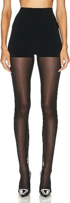 Legging with Mesh Bottom Footie in Black