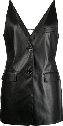 Faux-Leather Sleeveless Mini Dress