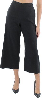 Womens Linen Cropped Wide Leg Pants