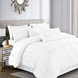 Snake River Décor Embroidery Comforter Set 7 Alternative CalKing Seersucker White