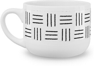 Mugs: Mudcloth Basket Weave - Black On White Latte Mug, White, 25Oz, White