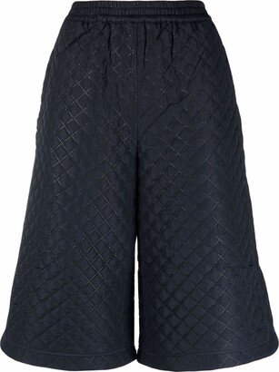 Diamond-Quilted Knee-Length Shorts