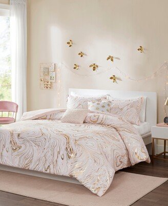 Rebecca Metallic 4-Pc. Comforter Set, Twin/Twin Xl - Blush/Gold