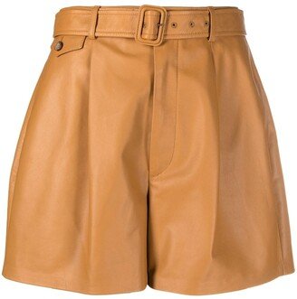 Flared Leather Shorts