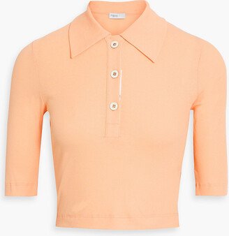 Cropped cotton-jersey polo shirt