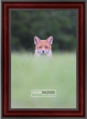 PosterPalooza 22x32 Traditional Mahogany Complete Wood Picture Frame with UV Acrylic, Foam Board Backing, & Hardware