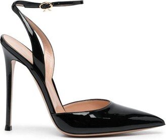 Pointed-Toe Strapped Ankle Pumps