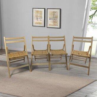 Slatted Wood Folding Chairs, Special Event Chairs, Set of 4