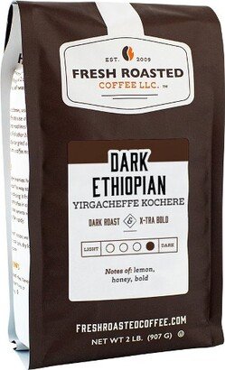 Fresh Roasted Coffee, Dark Ethiopian Yirgacheffe Coffee, Dark Roast Whole Bean - 2lb