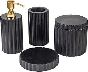 Gauri Kohli Roksana Black Marble Bath Accessories, Set of 4