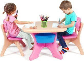 Plastic Children Kids Table & Chair Set 3 PC Play Furniture