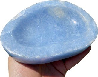Blue Calcite Bowl - Hand Carved Stone Crystal Polished 3