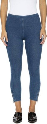 Mini Zip Denim Legging In Mid Wash