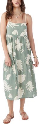 Juniors' Floral-Print Cecily Tiered Smocked-Back Dress