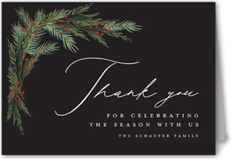 Thank You Cards: Wintergreen Frame Thank You Card, Black, 3X5, Matte, Folded Smooth Cardstock