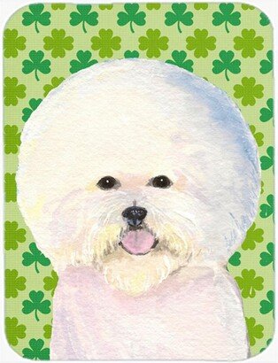 SS4457LCB 12 x 15 in. Bichon Frise St. Patricks Day Shamrock Portrait Glass Cutting Board