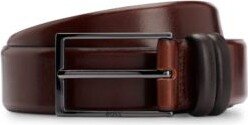 Vegetable-tanned leather belt with gunmetal hardware