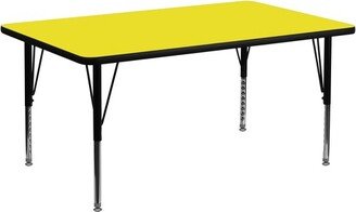24''W x 48''L Rectangular Yellow HP Laminate Activity Table - Height Adjustable Short Legs