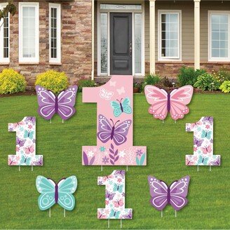 Big Dot Of Happiness 1st Birthday Beautiful Butterfly - Outdoor Lawn Decor Party Yard Signs - 8 Ct