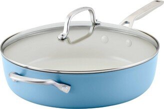 Hard Anodized 5qt Nonstick Ceramic Saute Pan with Lid - Blue Velvet