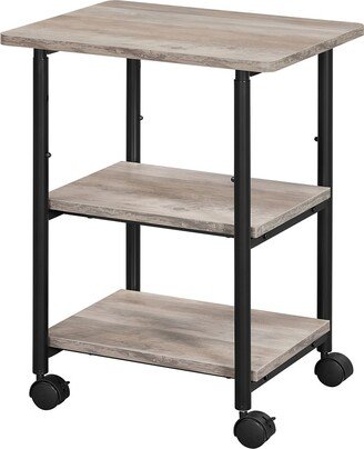 Industrial Printer Stand, 3-Tier Machine Cart with Wheels and Adjustable Table Top, Heavy Duty Storage Rack for Office and Home