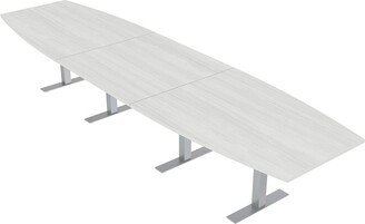 Skutchi Designs, Inc. 16 Person Modular Boat Shaped Powered Boardroom Table Metal T Bases