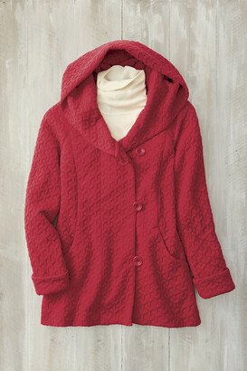 Women's First Frost Textured Knit Coat - Dover Red - PS - Petite Size