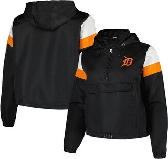 Women's Black Detroit Tigers Plus Size Anorak Quarter-Zip Jacket