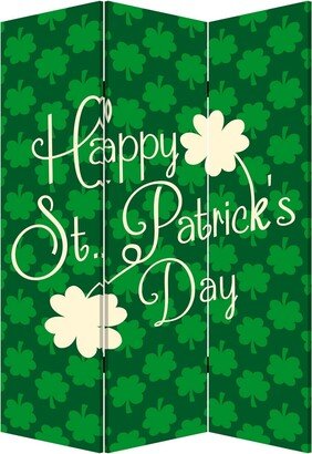 72 Inch 3 Panel Canvas St Patricks Day Print Room Divider,Green