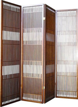 ORE International Walnut Wood 4-panel Room Divider