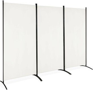 3-Panel Room Divider Folding Privacy Partition Screen for Office Room-White - 8.5 ft x 6 ft