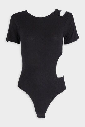 Teather Rib Bodysuit in Black