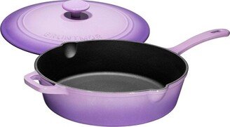 5 Quarts Enameled Cast Iron Skillet Set Nonstick Cookware & Grill - Purple