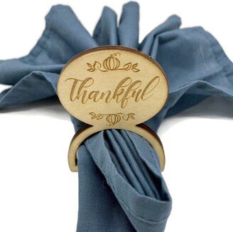 Thanksgiving & Fall Related Words Wood Engraved Napkin Rings