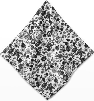 Field of Flowers Napkin - Black