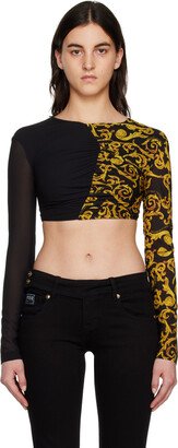 Black & Yellow Cropped Blouse