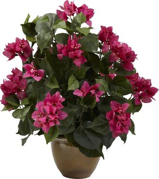 Bougainvillea w/ Ceramic Vase - Green/pink