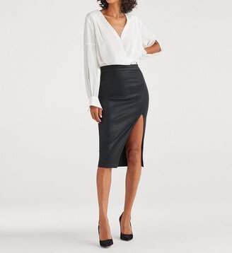 Pencil Skirt With Side Slit In Black