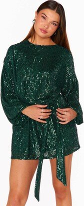 Sure Thing Mini Dress ~ Emerald Sequins