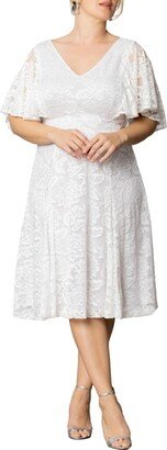 Women's Plus Size Genevieve Lace Flutter Sleeve Midi Dress